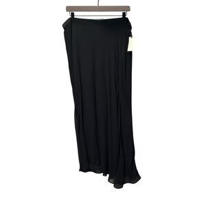 Anthropologie NWT Sheer Black Midi Skirt XL